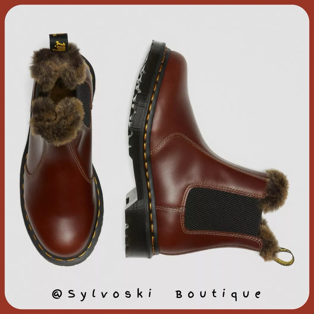 🔥DR MARTENS 2976 LEONORE FAUX FUR LINED CHELSEA BOOTS NWT - Picture 5 of 16